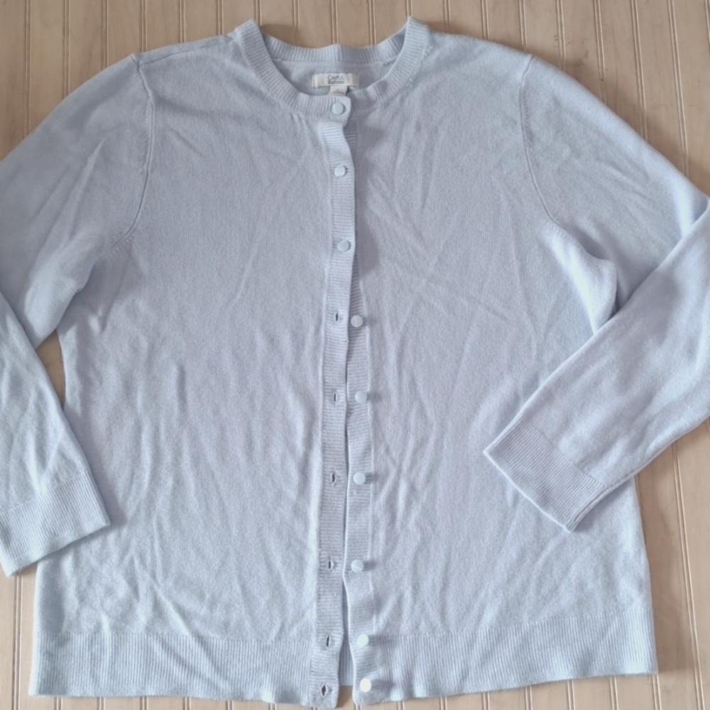 Vintage Pale Blue Button-Front Cardigan